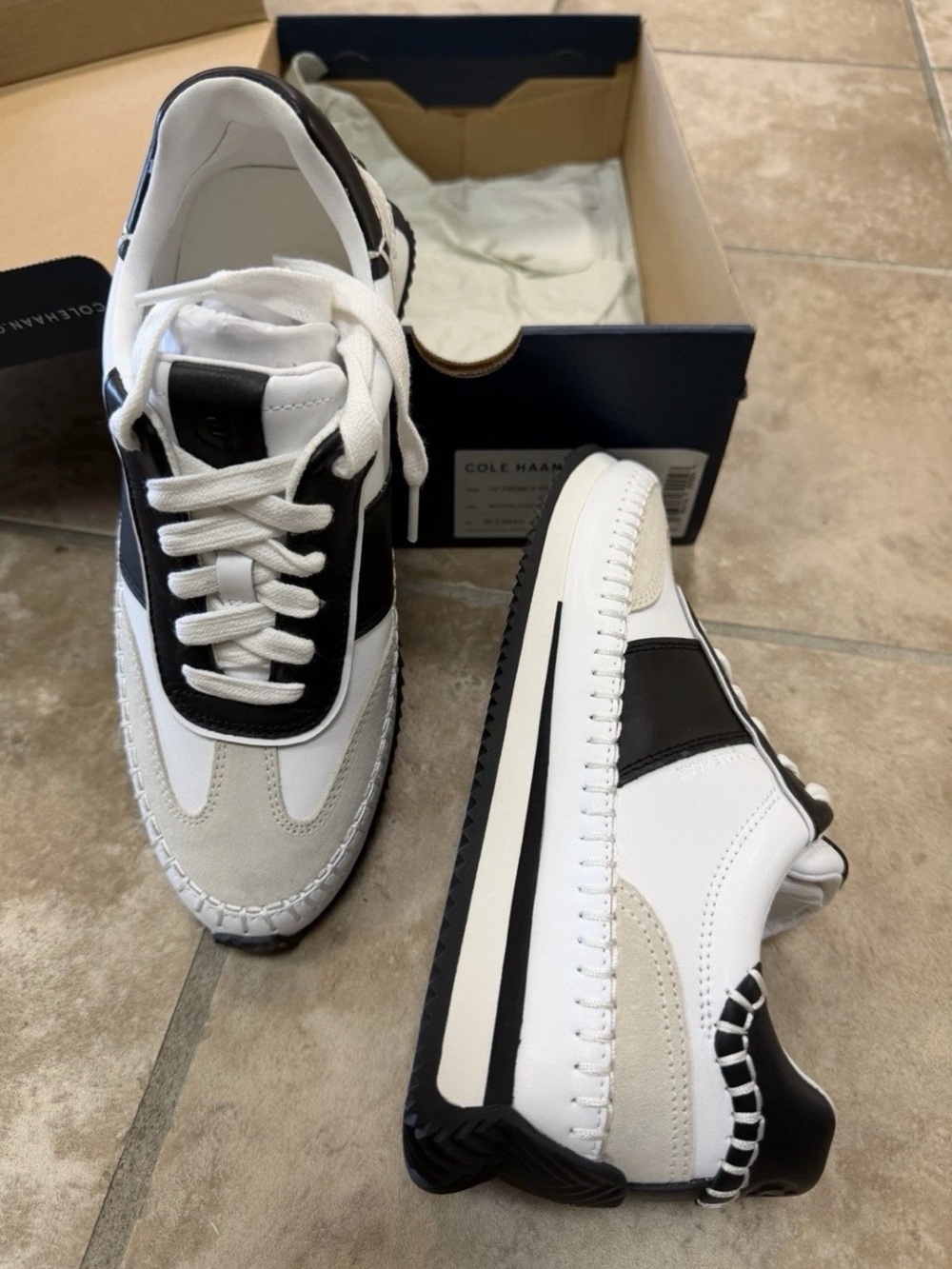 Cole Haan GrandPro Premier Runner Women Sneaker Sz 6.5 White Black Leather NIB
